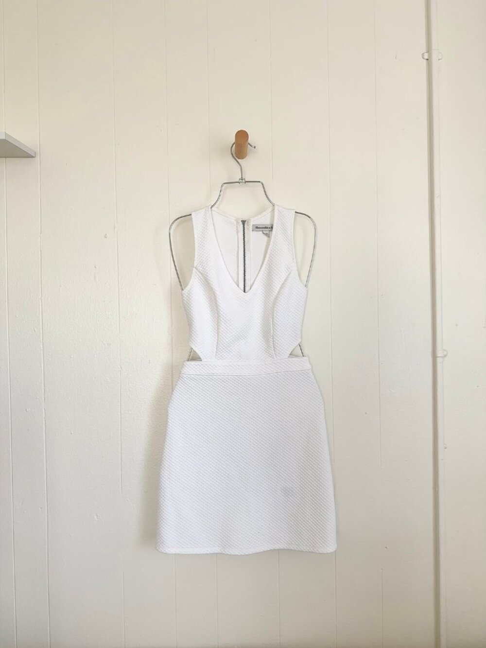 VTG Y2K Abercrombie & Fitch Perforated Skater Dress XS - Cutout Waist White